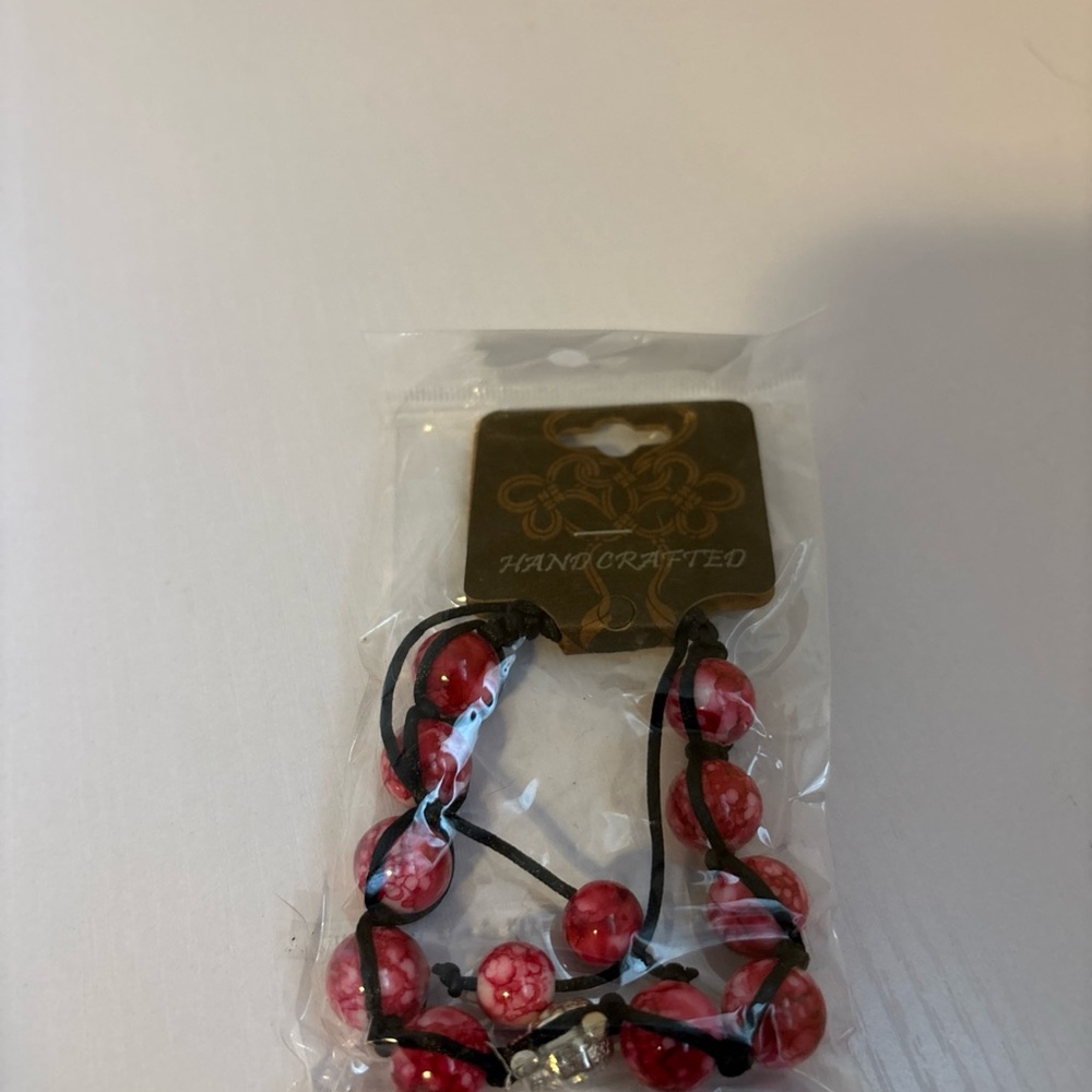 Handcrafted Red Beaded Bracelet